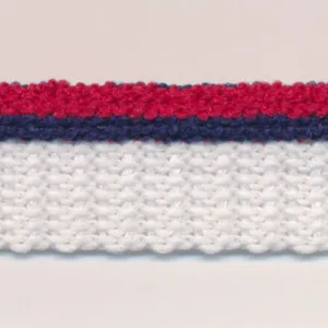 Stripe Pile Piping #16 Scarlet & Night Blue & White