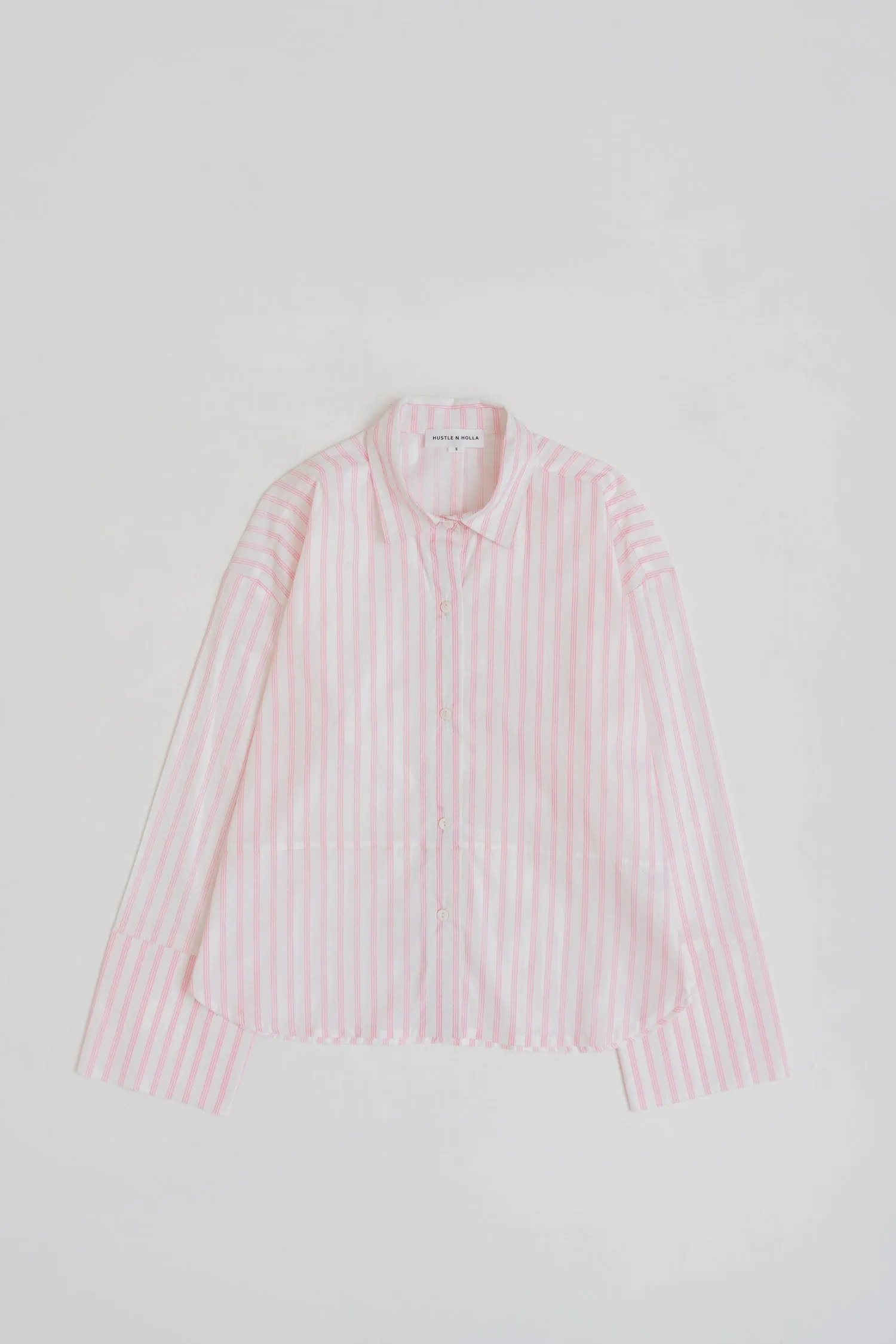 STRIPED POPLIN LOOSE FIT BUTTON DOWN SHIRT