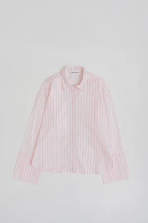STRIPED POPLIN LOOSE FIT BUTTON DOWN SHIRT