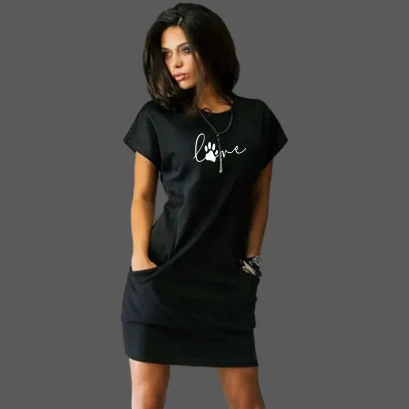 Summer Fashion Printed Casual Short Sleeve Shirt Mini Dress
