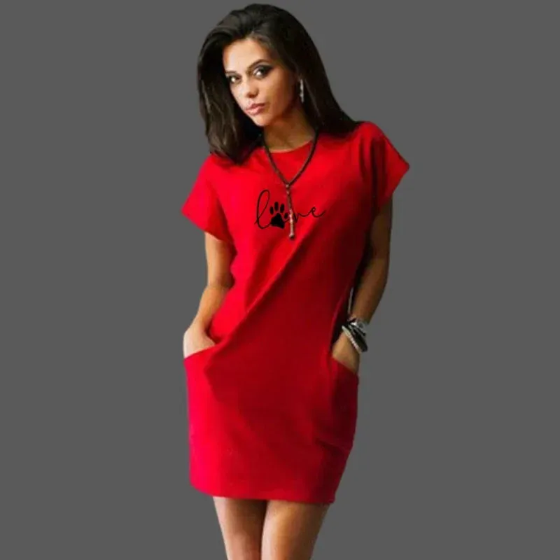 Summer Fashion Printed Casual Short Sleeve Shirt Mini Dress