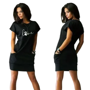 Summer Fashion Printed Casual Short Sleeve Shirt Mini Dress