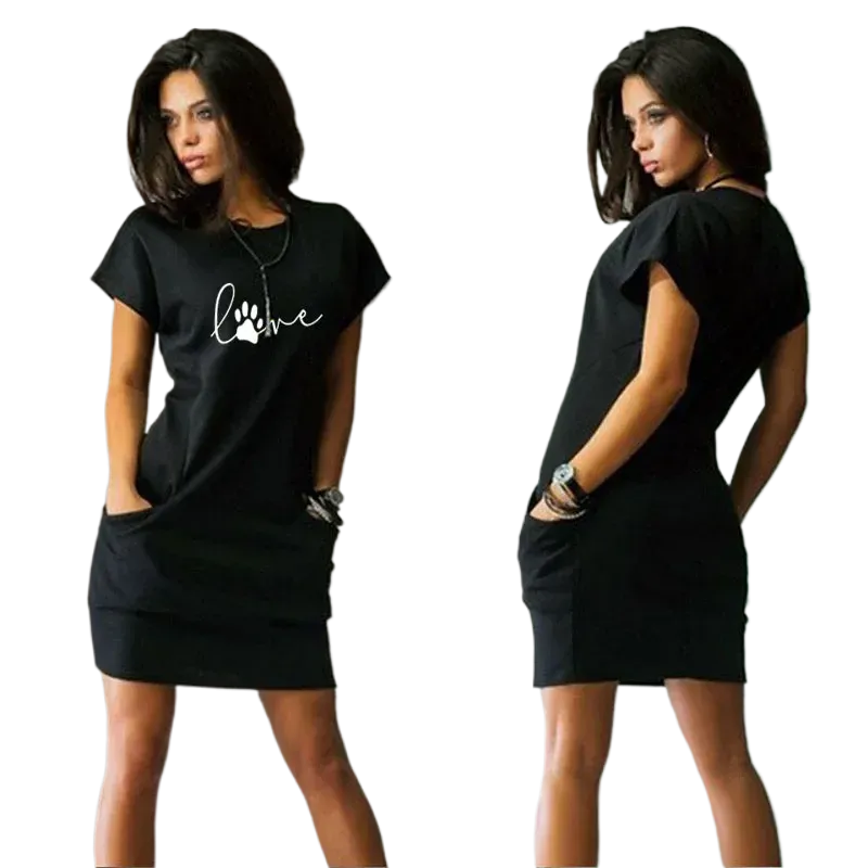 Summer Fashion Printed Casual Short Sleeve Shirt Mini Dress