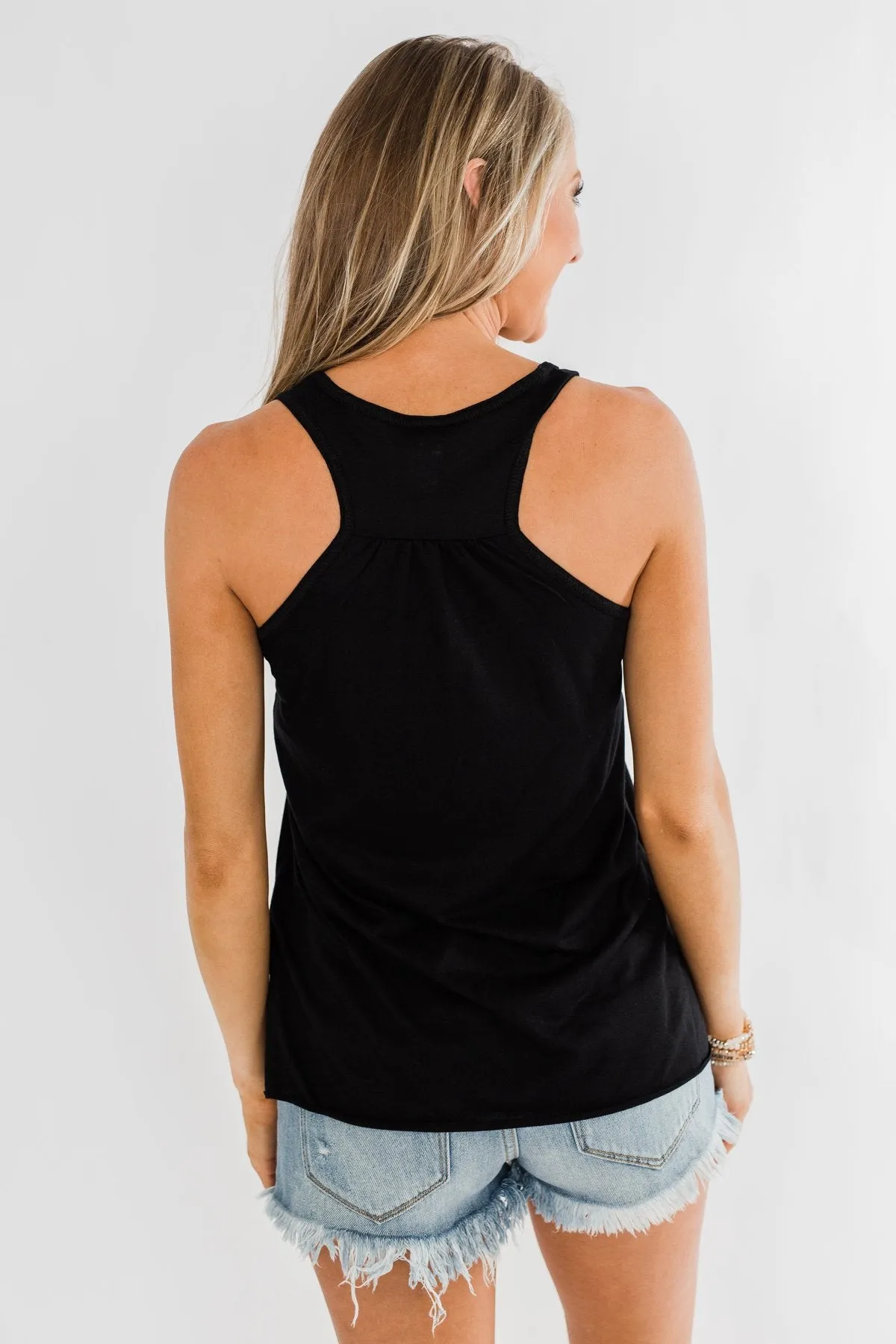 Sunflower Graphic Racerback Tank- Black