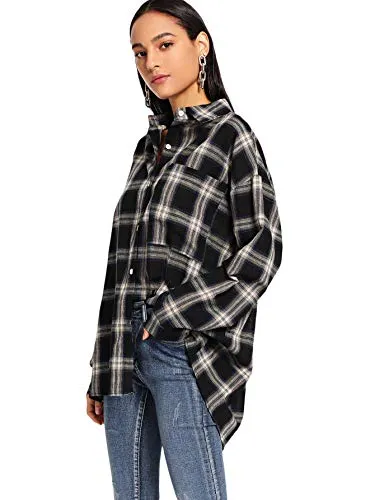 SweatyRocks Women's Plaid Button Down Shirt