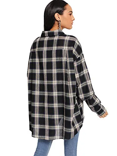 SweatyRocks Women's Plaid Button Down Shirt