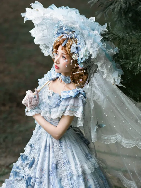 Sweet Lolita Dress Polyester Short Sleeves Lolita Wedding Dress Bride Lolita Dress