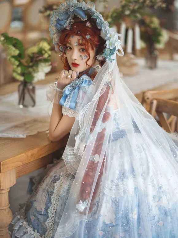 Sweet Lolita Dress Polyester Short Sleeves Lolita Wedding Dress Bride Lolita Dress