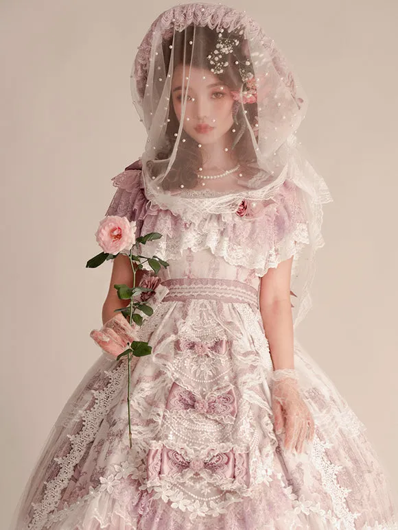 Sweet Lolita Dress Polyester Short Sleeves Lolita Wedding Dress Bride Lolita Dress
