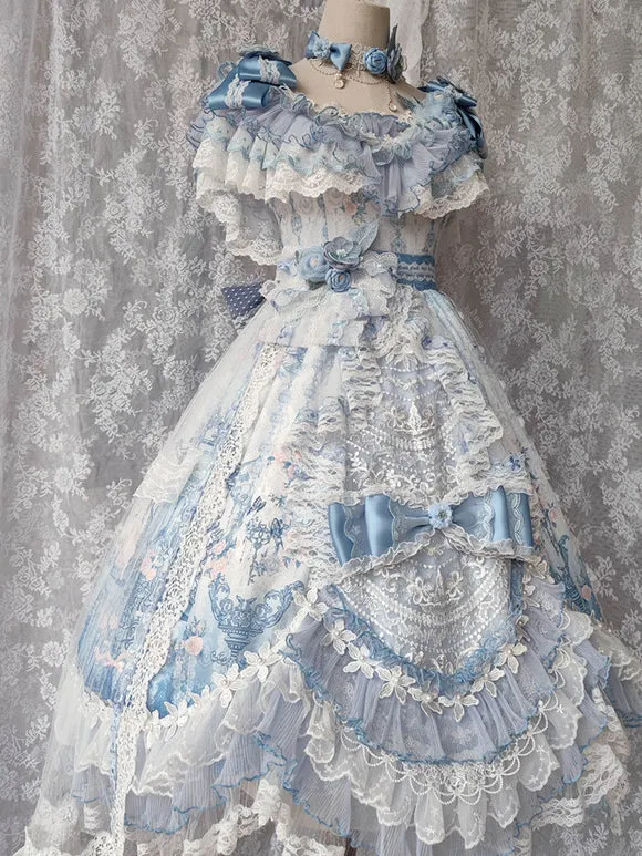 Sweet Lolita Dress Polyester Short Sleeves Lolita Wedding Dress Bride Lolita Dress