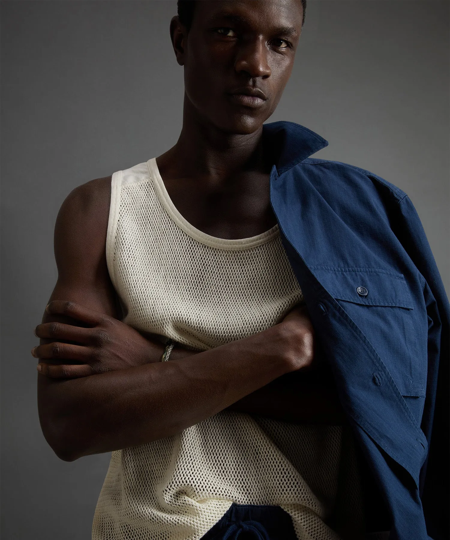 Todd Snyder x Woolrich Mesh Tank in Bisque