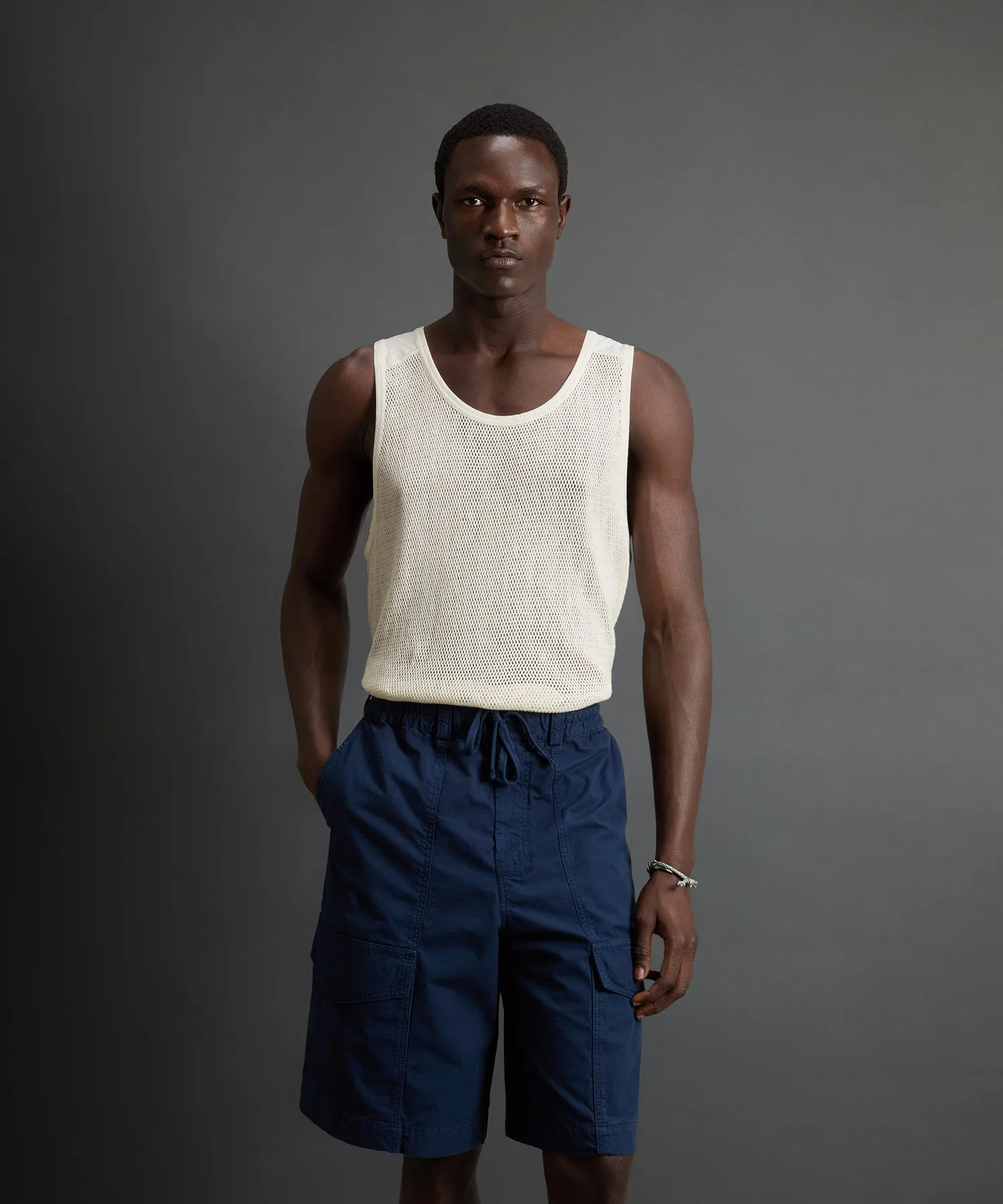 Todd Snyder x Woolrich Mesh Tank in Bisque