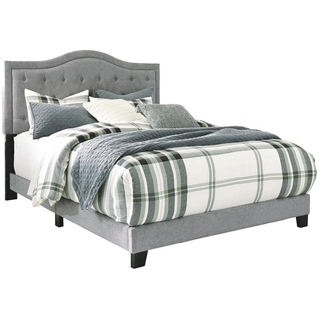 Tufted Upholstered Bed in Gray