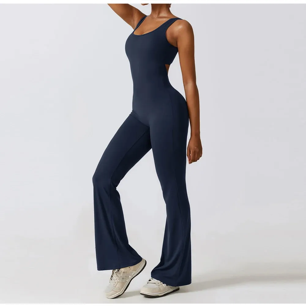 U Neck Wide Leg Yoga Body Suit