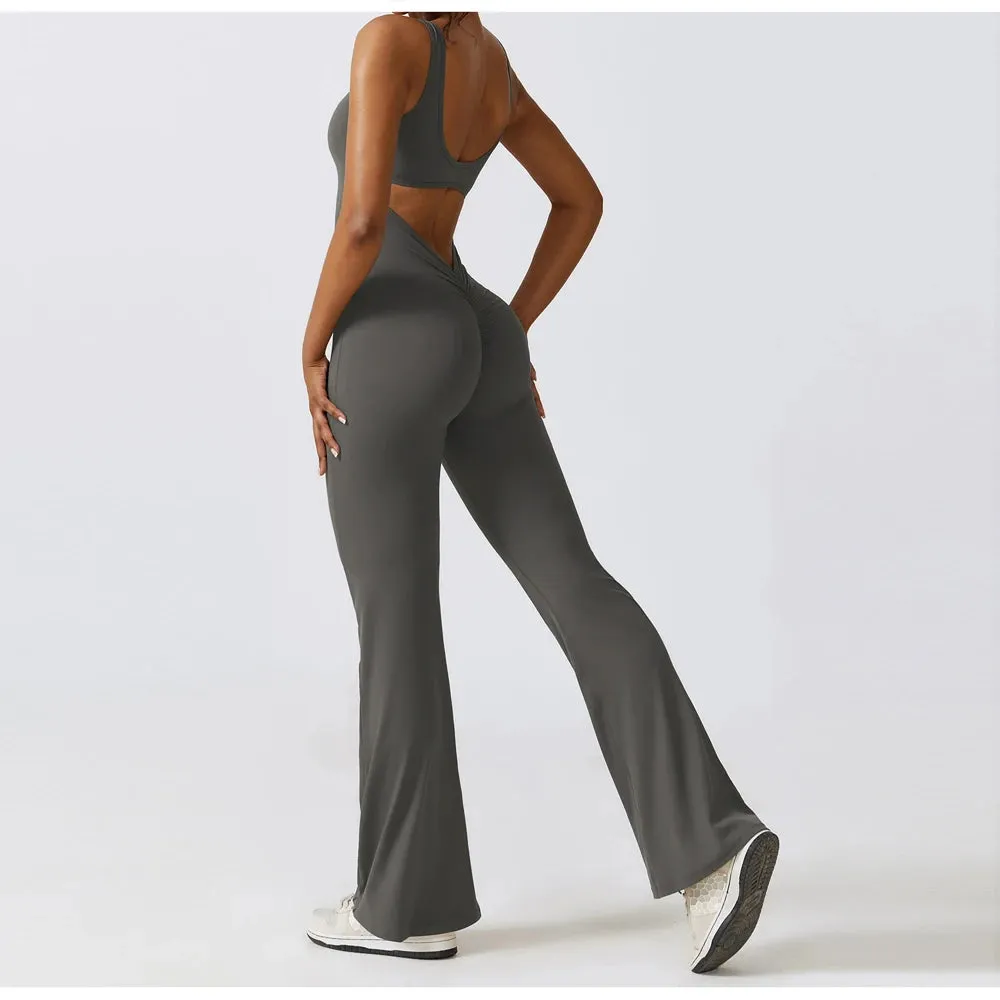 U Neck Wide Leg Yoga Body Suit