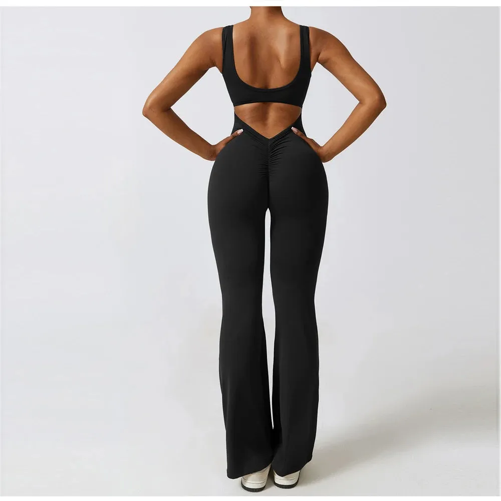 U Neck Wide Leg Yoga Body Suit