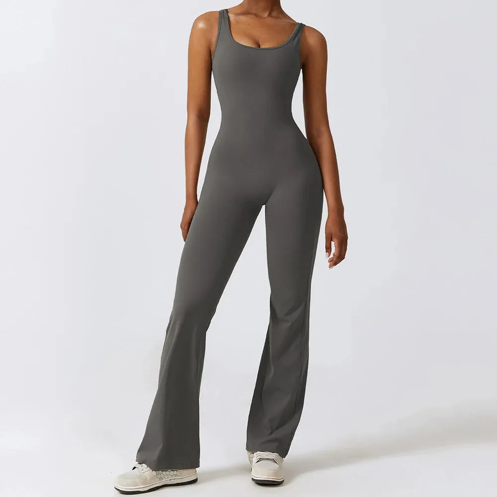 U Neck Wide Leg Yoga Body Suit