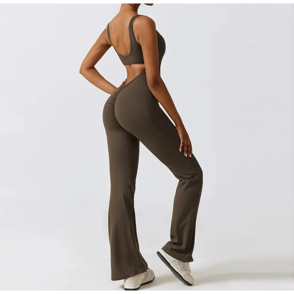 U Neck Wide Leg Yoga Body Suit
