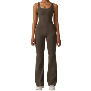 U Neck Wide Leg Yoga Body Suit