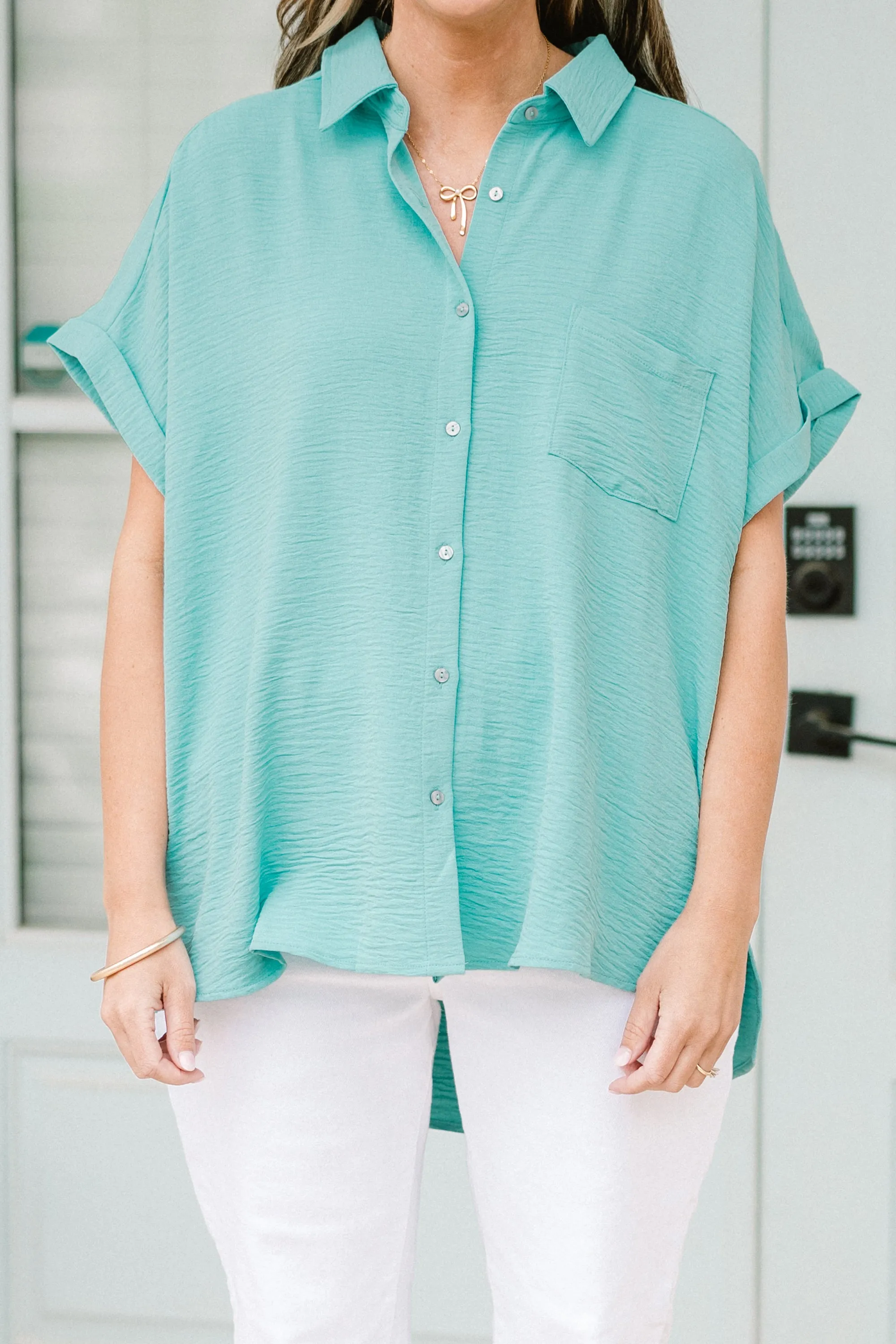 Up In The Air Top, Dusty Teal
