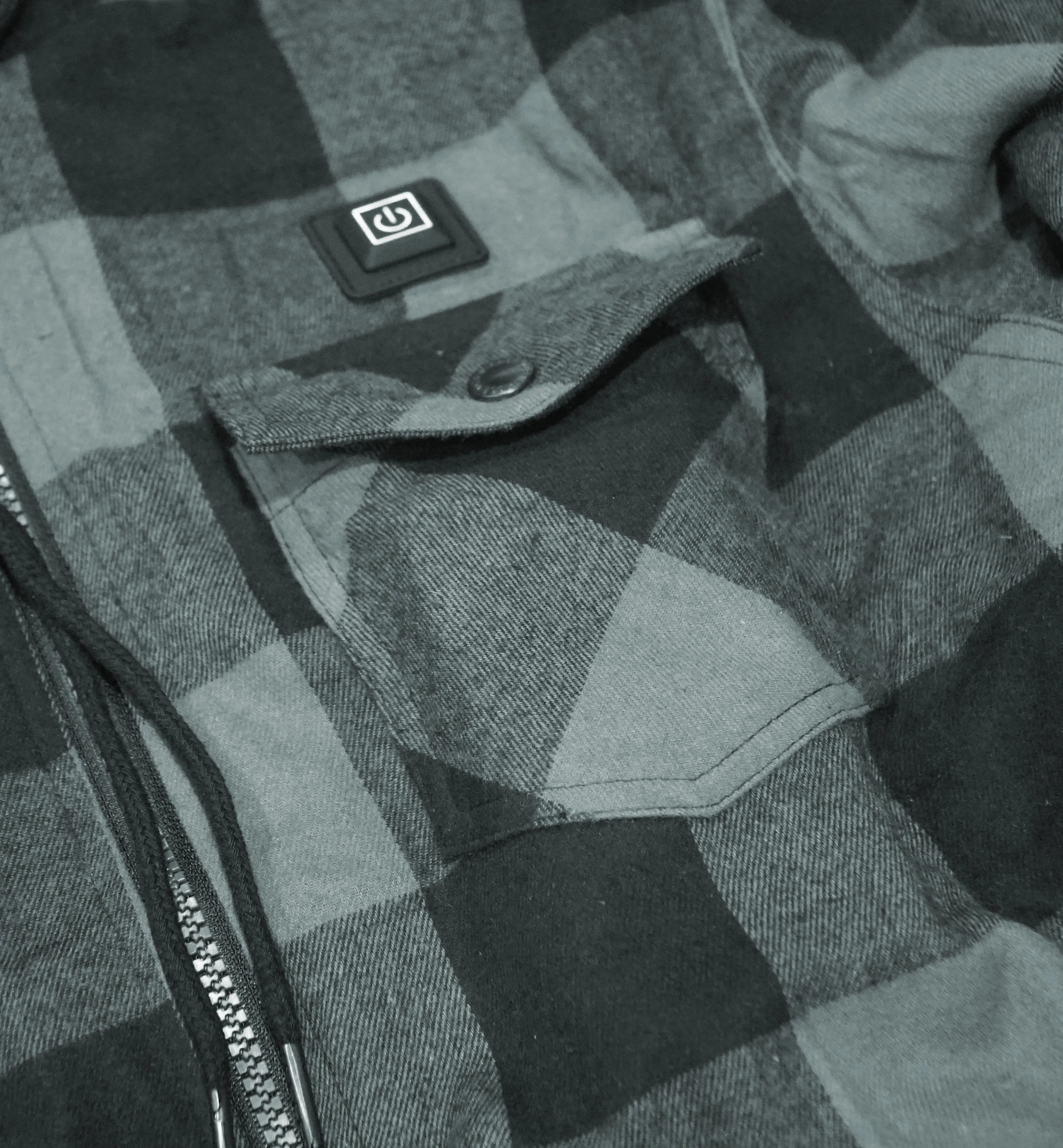 USB-C Heated Red Flannel Jacket with Hood all Sherpa Lining