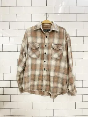 vintage 90s neutral plaid distressed shirt
