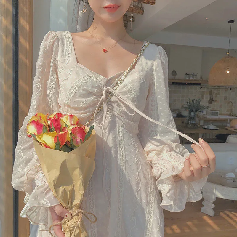 Vintage Fairy Dress Women Elegant Designer Chiffon Dress Long Sleeve French Party Midi Dress Casual Women's Clothing Autumn
