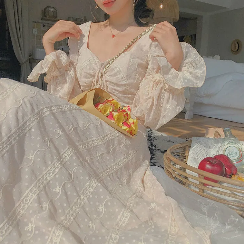 Vintage Fairy Dress Women Elegant Designer Chiffon Dress Long Sleeve French Party Midi Dress Casual Women's Clothing Autumn