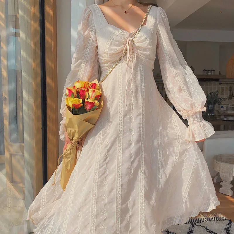 Vintage Fairy Dress Women Elegant Designer Chiffon Dress Long Sleeve French Party Midi Dress Casual Women's Clothing Autumn
