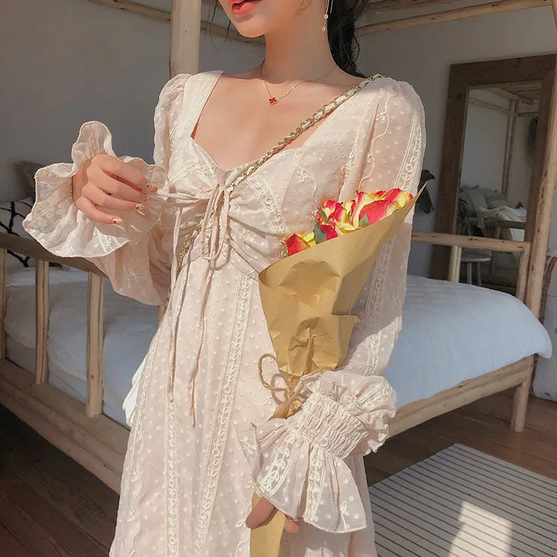 Vintage Fairy Dress Women Elegant Designer Chiffon Dress Long Sleeve French Party Midi Dress Casual Women's Clothing Autumn