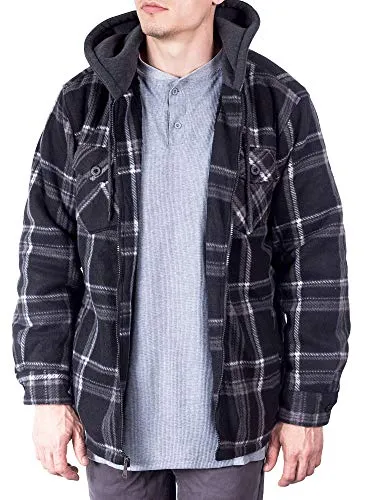 Visive Flannel Hooded Jacket, Black/Grey