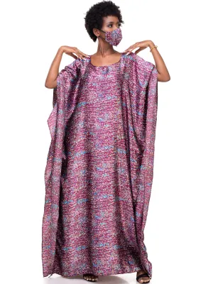 Vivo Satin Maxi Dira Dress - Purple Print