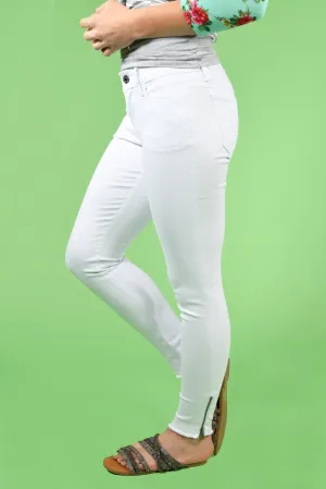 White Side Ankle Zipper Skinnies ~ Kan Can