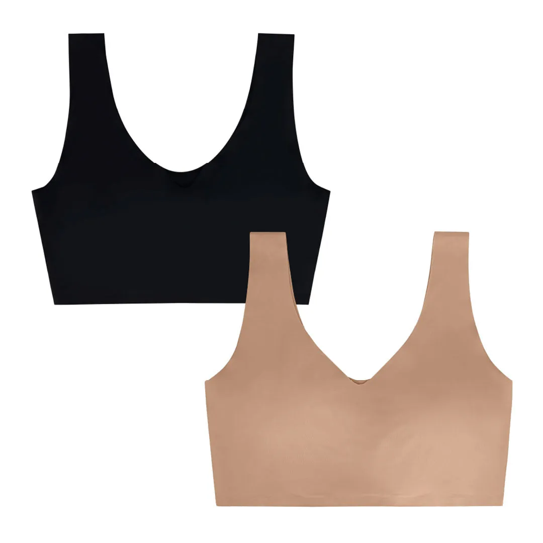 Wireless Sports Bras with Removable Pads and Extra Back Support - 2 Pack