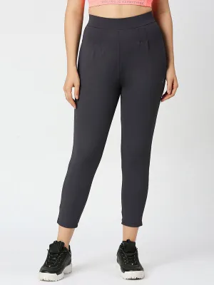 Women Steel Grey Solid Track Pant- THE EDGE PANT- STG