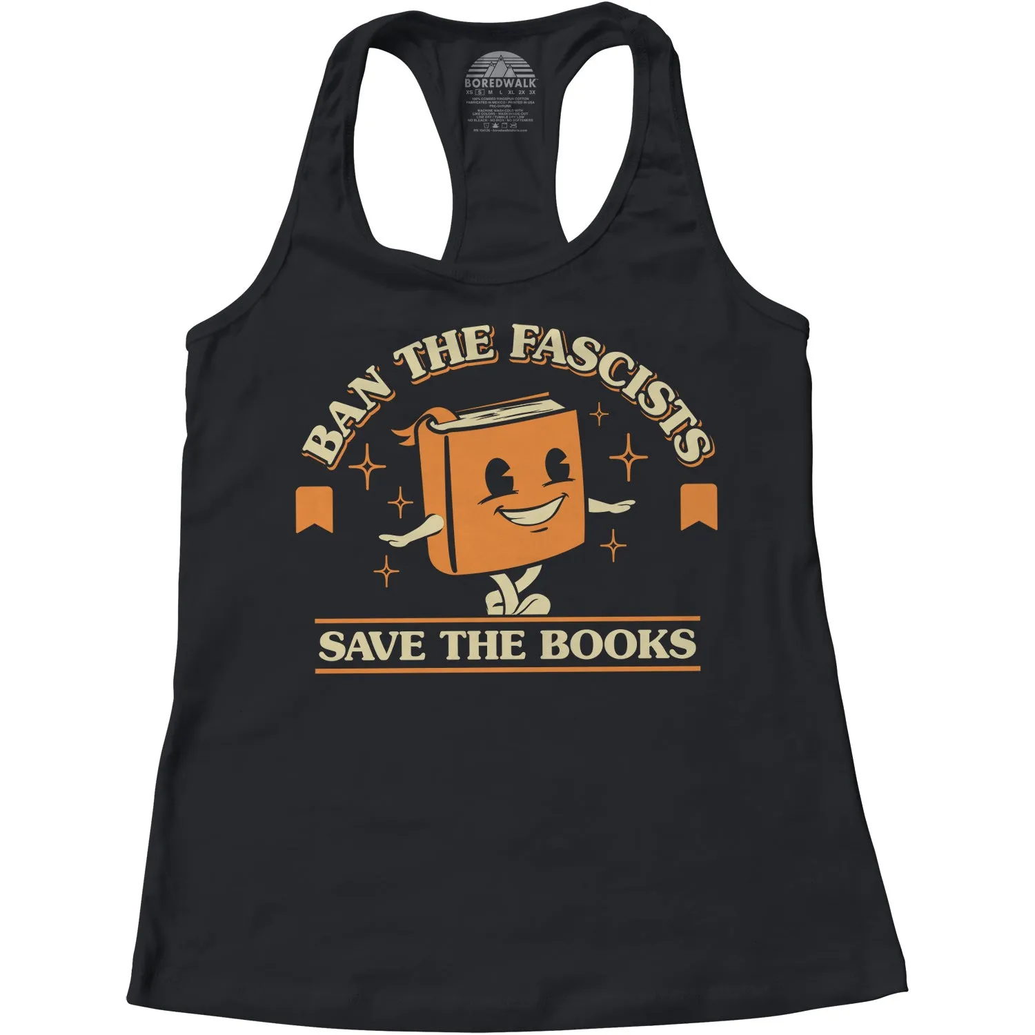 Women's Ban The Fascists Save The Books Racerback Tank Top