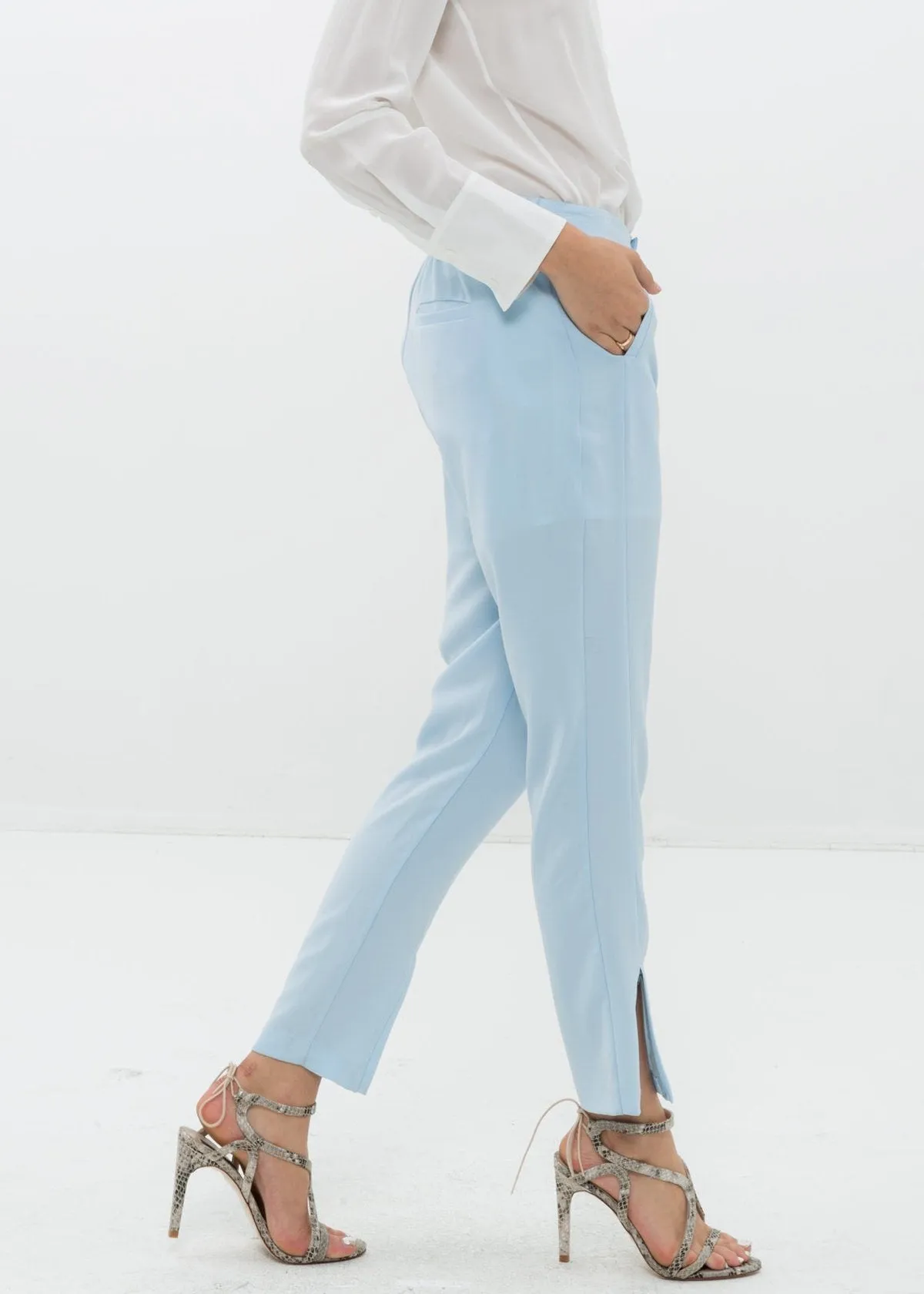 Women's Front Slit Trouser In Sky Blue