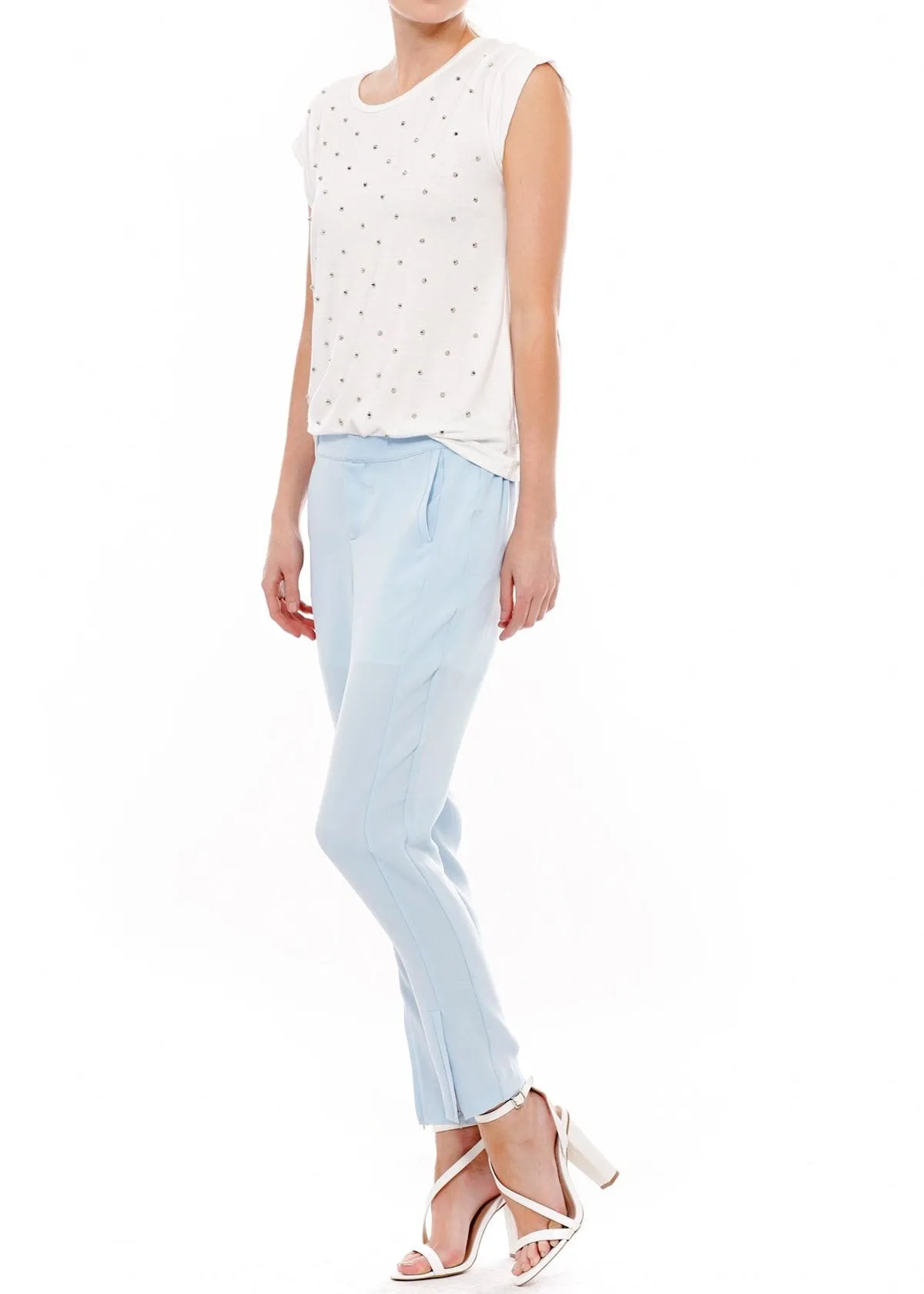 Women's Front Slit Trouser In Sky Blue