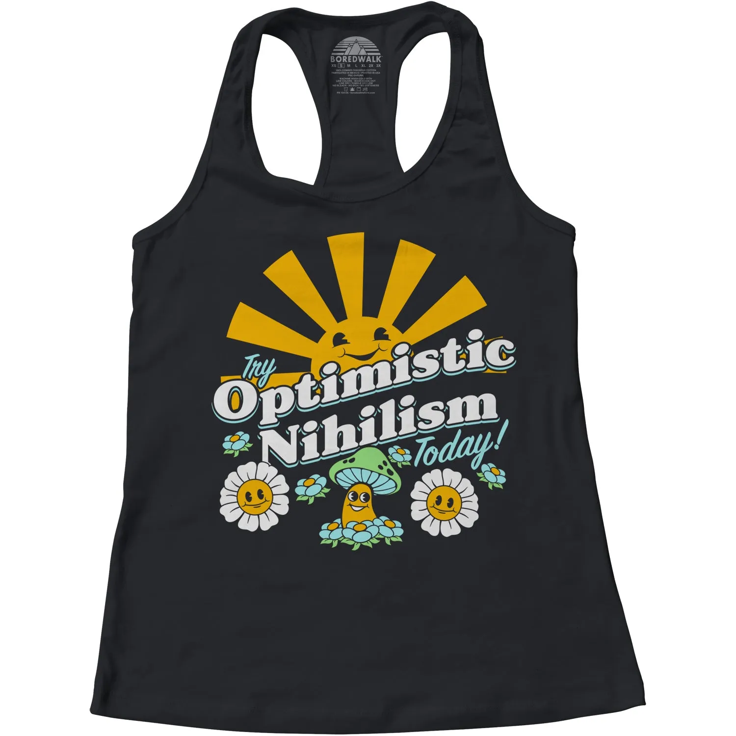 Women's Try Optimistic Nihilism Today Racerback Tank Top