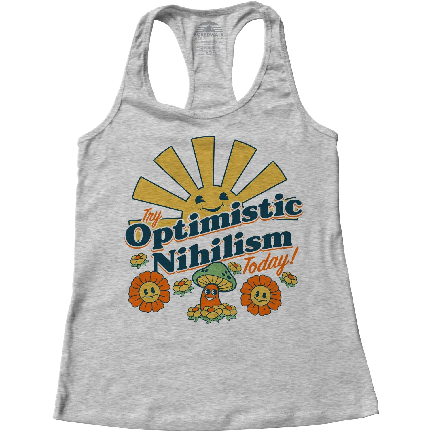 Women's Try Optimistic Nihilism Today Racerback Tank Top