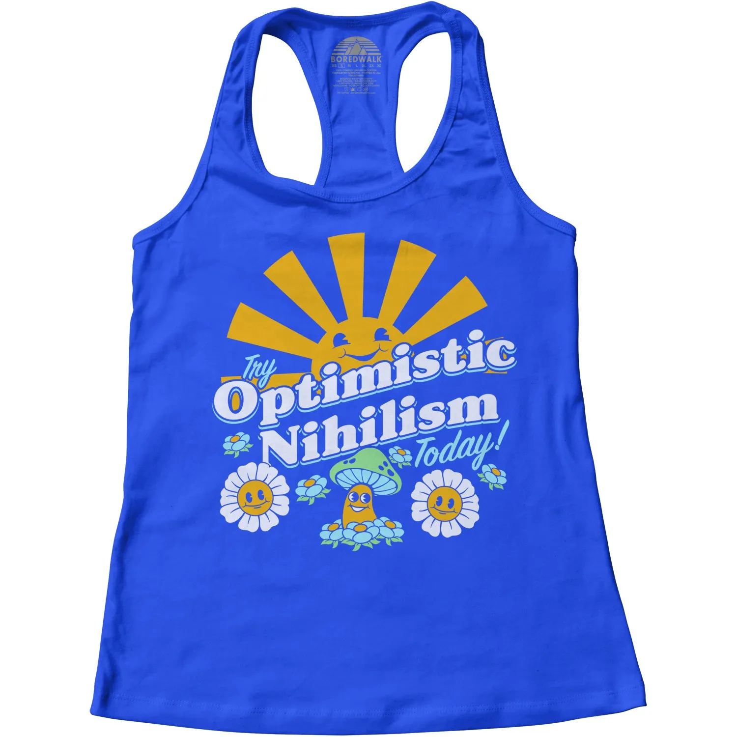 Women's Try Optimistic Nihilism Today Racerback Tank Top