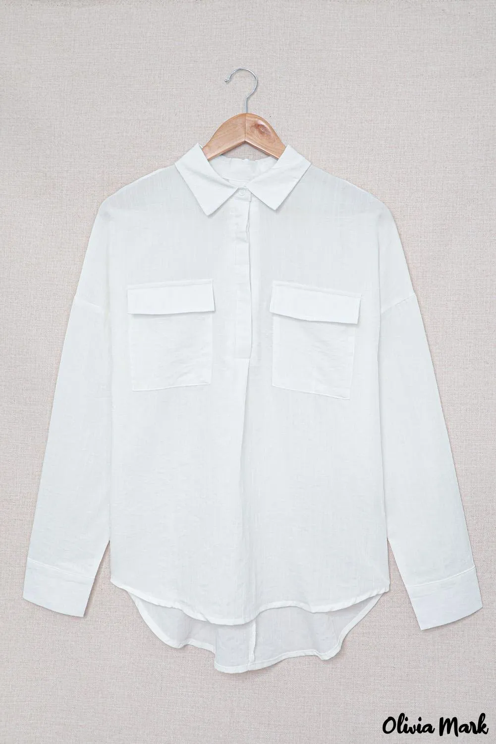 Xieyinshe - Khaki button down long sleeve shirt with pocket