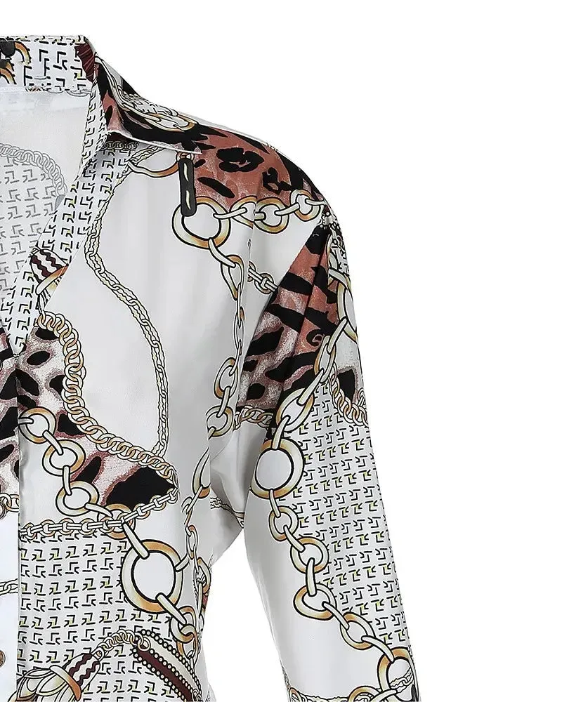 Xieyinshe - Leopard Print Long Sleeve Button Down Shirt