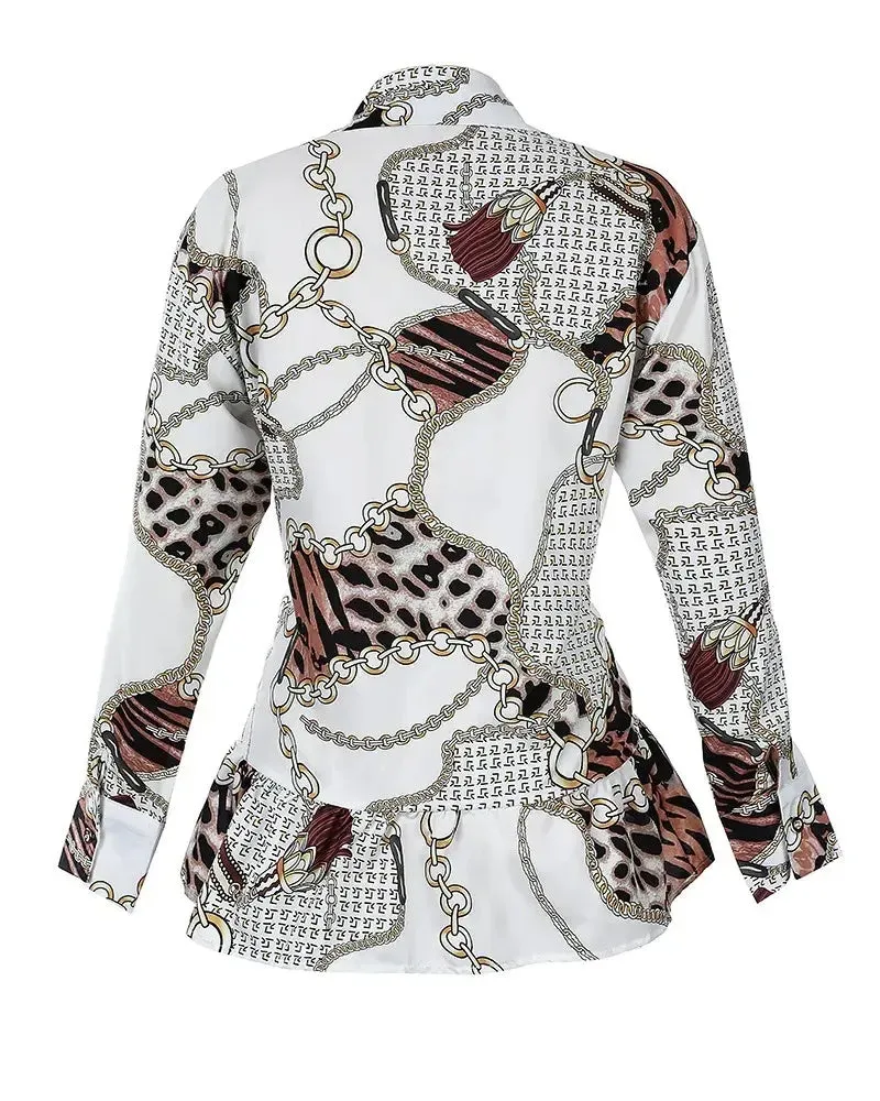Xieyinshe - Leopard Print Long Sleeve Button Down Shirt