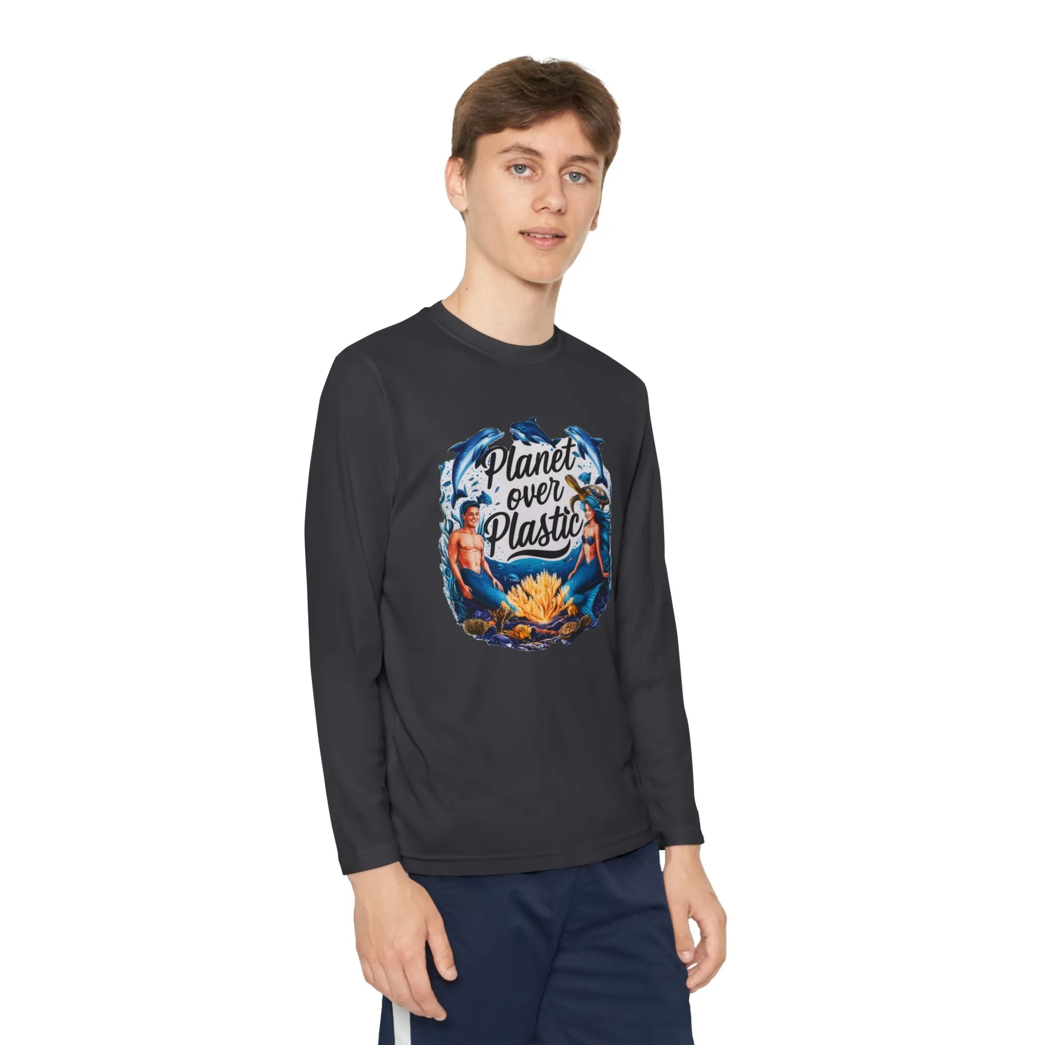 Youth Long Sleeve Competitor Tee - Planet Over Plastic