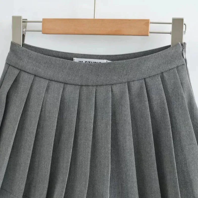 Zoki Sexy Women Pleated Skirts High Waist Summer Vintage Mini Skirts Korean Tennis Student White Designed Dance Skirt